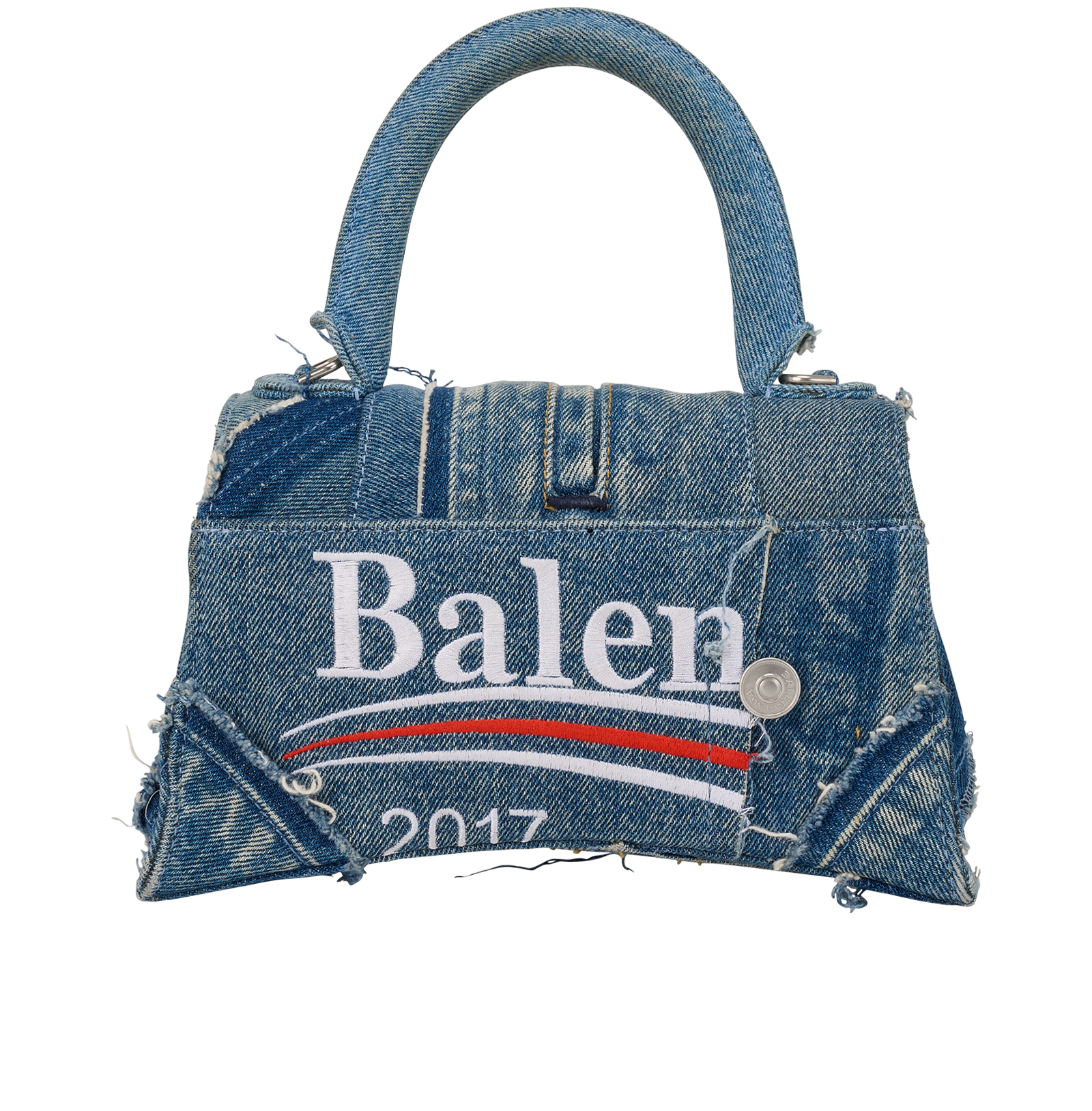 Medium Hourglass, &pound;950, Handbags, Blue, Denim, Back view